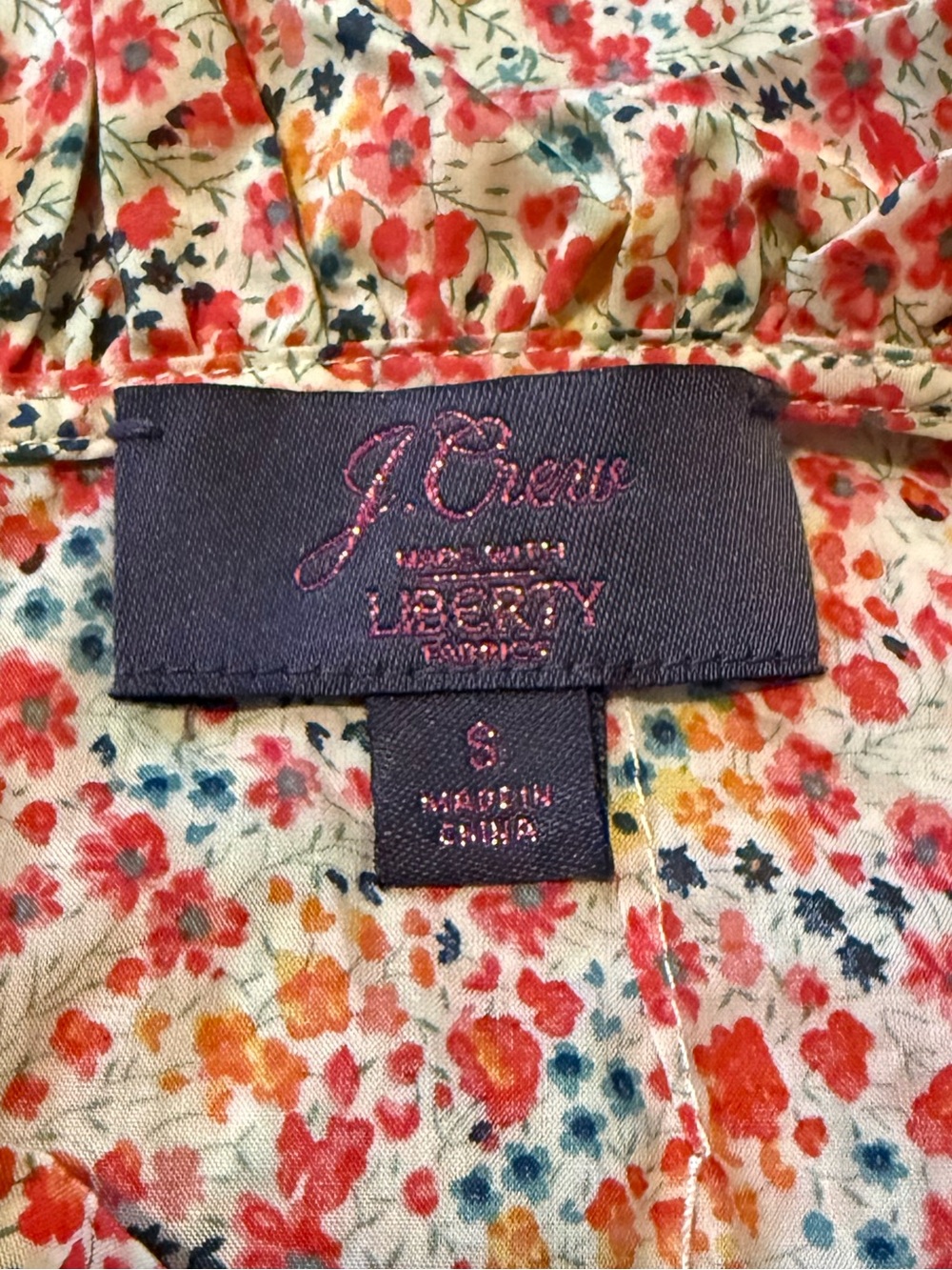 J. Crew Liberty Ditsy Floral Ruffle Stand Collar Blouse Pink Long Sleeve Top - Picture 6 of 9